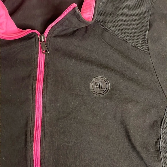 Lauren Ralph Lauren knit zip up black jacket with pink trim - Picture 4 of 13